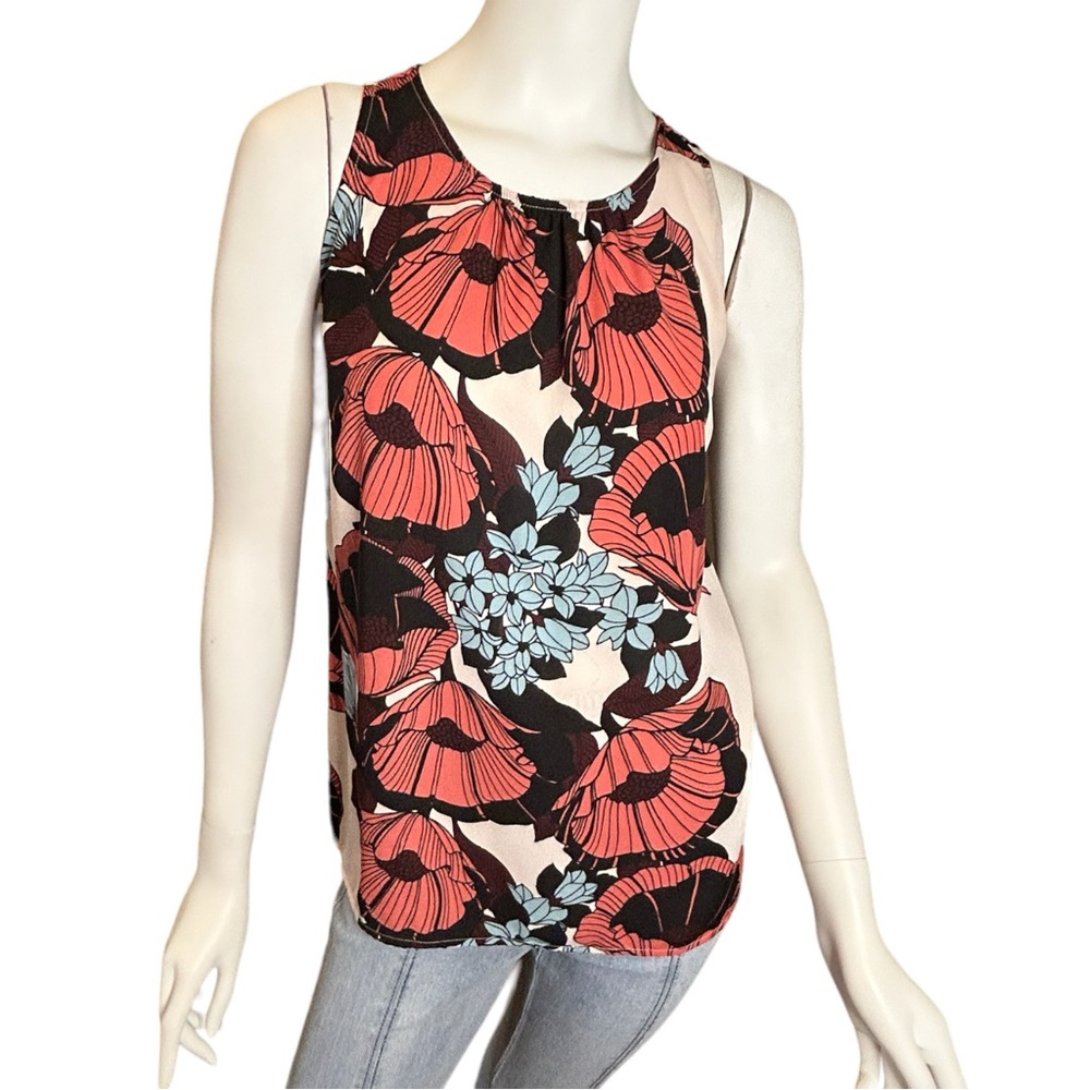 Ann Taylor LOFT Pink Floral Sleeveless Blouse Size Medium